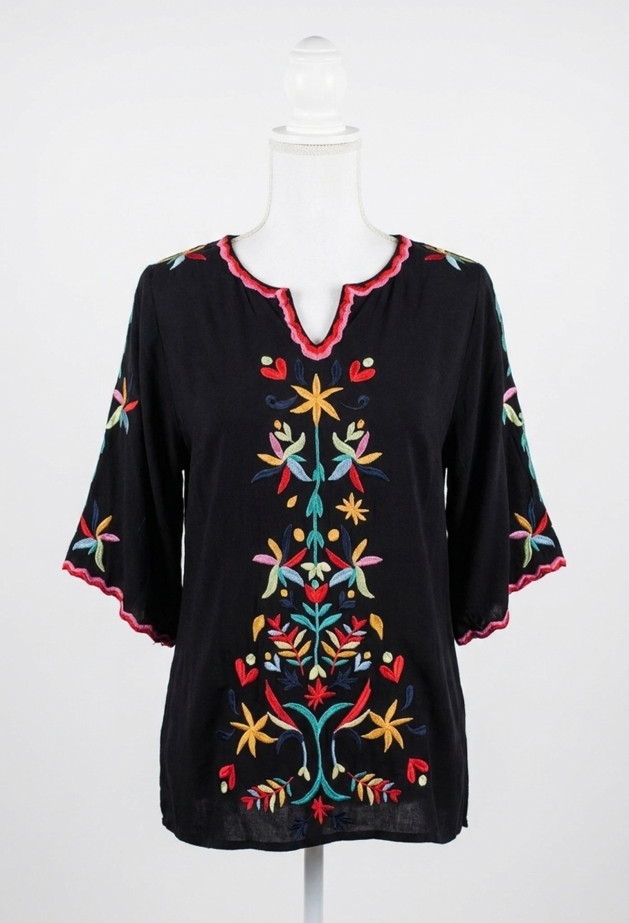 NEW LAYERZ CLOTHING brighton embroidered top in multi-color